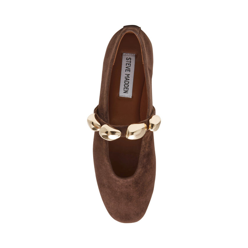 Μπαλαρίνες Poppin CHOCOLATE BROWN SUEDE