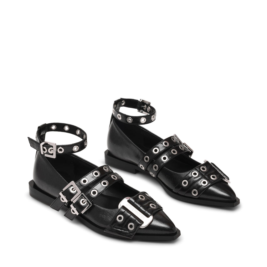 Μπαλαρίνες Grander BLK CRINKLE